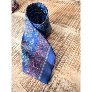 Britannia Paisley Silk‎ Tie Blue Burgundy Teal Classic Vintage